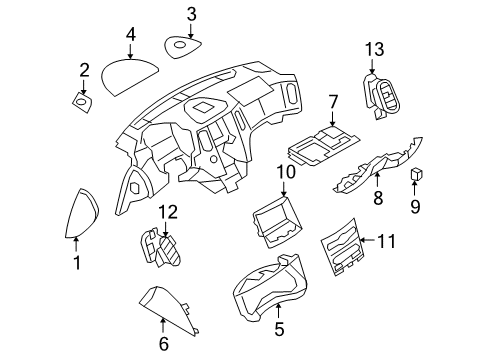 2011 Infiniti EX35 Cluster & Switches, Instrument Panel Grille-Front Speaker Diagram for 28176-1BA0A