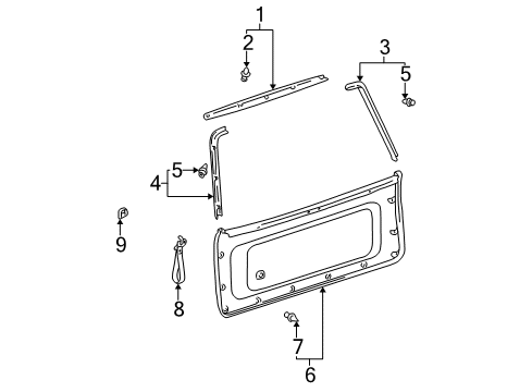 2002 Toyota Sequoia Interior Trim - Lift Gate Upper Trim Diagram for 67939-0C010-B0
