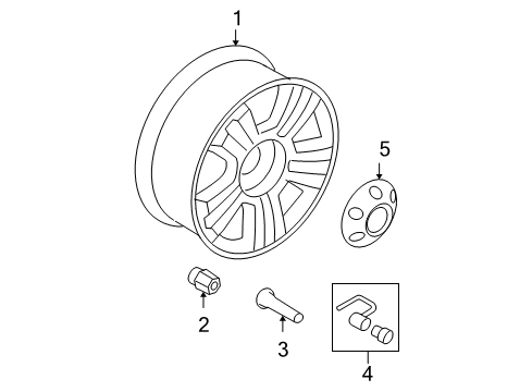 2006 Ford F-150 Wheels Wheel, Alloy Diagram for 6L3Z-1007-BA