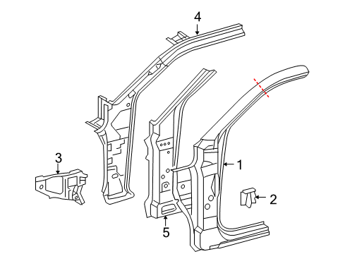 2010 Toyota Tacoma Hinge Pillar Pillar Reinforcement Diagram for 61109-04020