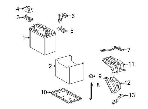 2014 Toyota RAV4 Battery Battery Tray Mount Bracket Diagram for 74411-0R030