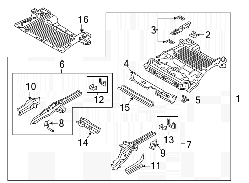 2021 Ford EcoSport Rear Floor & Rails Tie Down Hook Diagram for GN1Z-74550A74-A