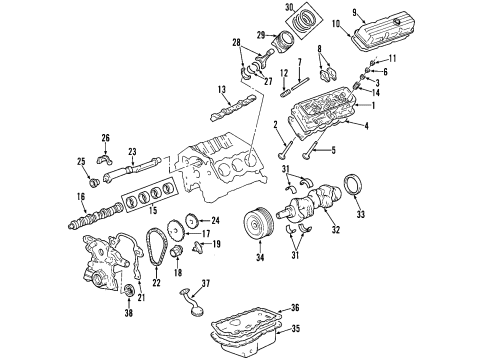 2004 Chevrolet Monte Carlo Engine Parts, Mounts, Cylinder Head & Valves, Camshaft & Timing, Oil Pan, Oil Pump, Balance Shafts, Crankshaft & Bearings, Pistons, Rings & Bearings Balancer Asm-Crankshaft Diagram for 12563268