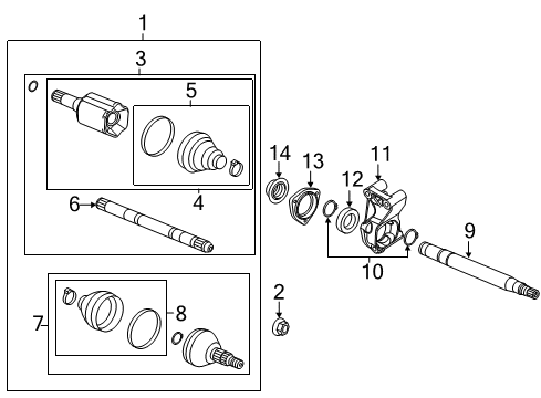 2011 Saab 9-5 Drive Axles - Front Joint Kit-Front Wheel Drive Shaft Cv Outer Diagram for 13296187