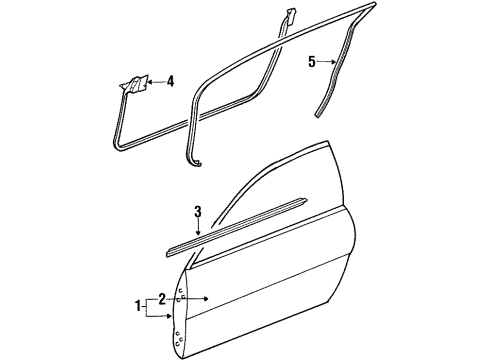 1996 Chrysler Sebring Door & Components WEATHERSTRIP Front Door Opening Diagram for MR200259