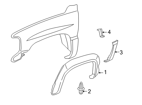 2007 Chevrolet Silverado 2500 HD Exterior Trim - Fender Mud Guard Diagram for 19212550