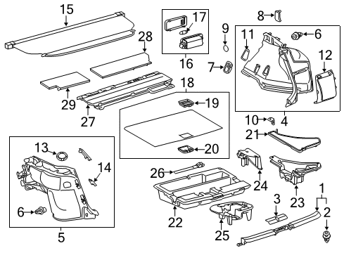 2011 Lexus CT200h Interior Trim - Rear Body Lock Sub-Assembly, Deck Diagram for 58405-76010-C0
