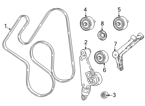 2020 Jeep Wrangler Belts & Pulleys Bracket-TENSIONER Support Diagram for 5281666AA