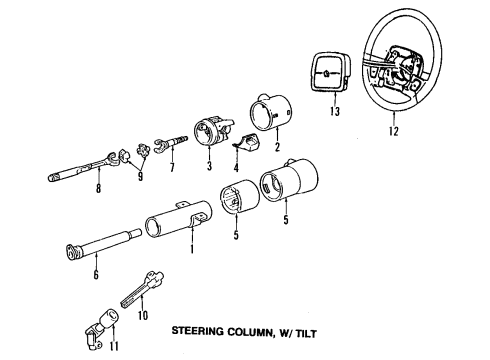 1989 Dodge Spirit Steering Column, Steering Wheel & Trim Cylinder Pkg Std Ignition LOCKU Diagram for 5257143