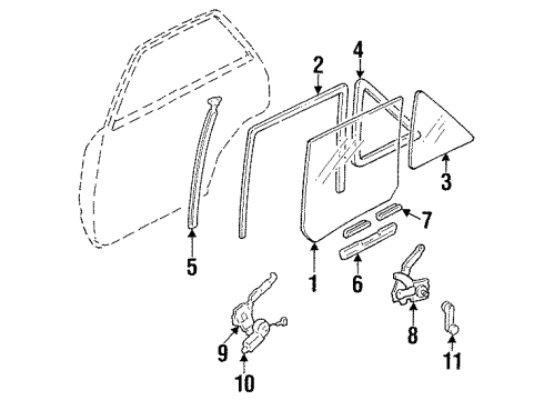 1999 Ford Escort Rear Door - Glass & Hardware Upper Channel Diagram for F7CZ-5425766-AA