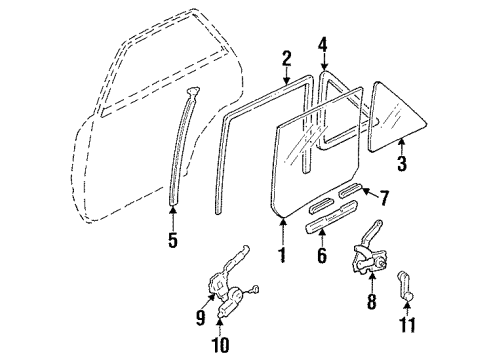 1999 Ford Escort Rear Door - Glass & Hardware Weatherstrip Diagram for F7CZ5426929AA