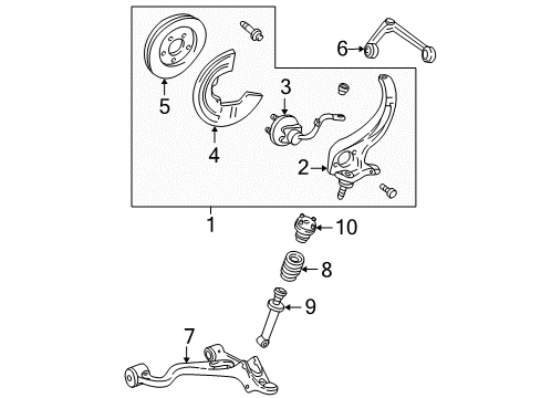 2003 Lincoln LS Front Suspension Components, Lower Control Arm, Upper Control Arm, Stabilizer Bar Strut Diagram for 3W4Z-18V124-C