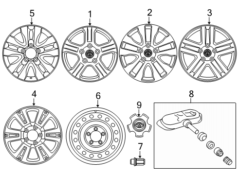 2021 Toyota Sequoia Wheels, Covers & Trim Wheel, Alloy Diagram for PT960-34190-F2