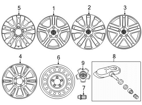 2021 Toyota Sequoia Wheels, Covers & Trim Wheel, Alloy Diagram for PT960-34200-02