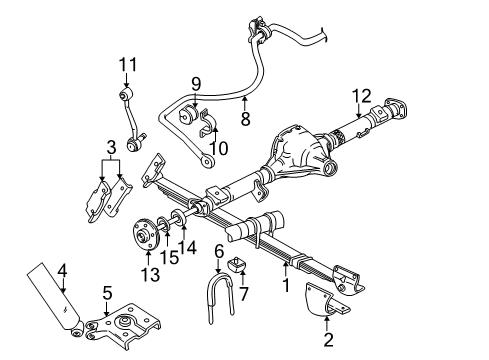 2001 Ford Explorer Rear Suspension Components, Axle Housing, Ride Control, Stabilizer Bar Spring Shackle Diagram for 1L5Z-5775-AB