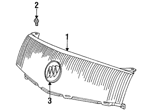 1993 Buick Skylark Grille & Components Radiator Grille Emblem Assembly Diagram for 22548645