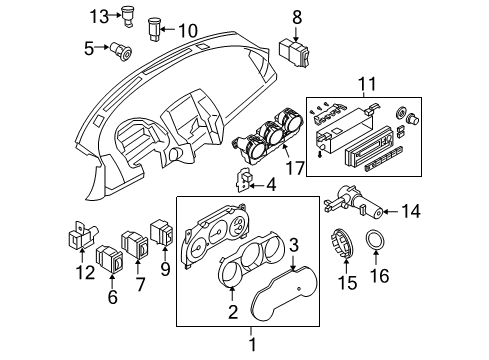 2006 Nissan Altima Automatic Temperature Controls Switch Assy-Trunk Opener Diagram for 25380-8J015