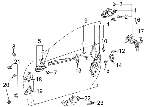 2000 Toyota Celica Lock & Hardware Cylinder & Keys Diagram for 69051-20490