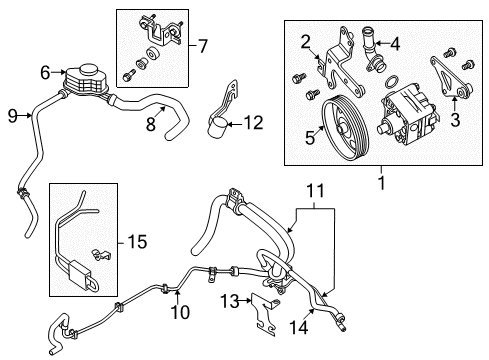 2011 Nissan Maxima P/S Pump & Hoses, Steering Gear & Linkage Hose Assy-Suction, Power Steering Diagram for 49717-9N00A