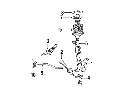 1988 Toyota Camry Front Suspension Components, Lower Control Arm, Stabilizer Bar Spring, Coil, Front Diagram for 48131-32560