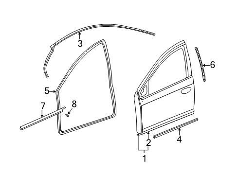 2000 Plymouth Neon Front Door WEATHERSTRIP-Center Pillar Diagram for 5008296AC