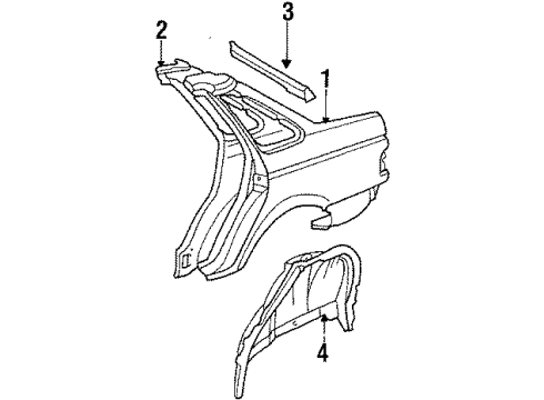 1986 Mercury Sable Quarter Panel & Components, Inner Structure Quarter Panel Diagram for E64Y5427840A