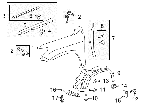 2014 Toyota Land Cruiser Fender & Components Fender Diagram for 53801-60B90