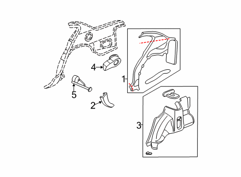 2000 Chevrolet Malibu Inner Components - Quarter Panel Housing-Fuel Tank Filler Pipe Diagram for 22603091