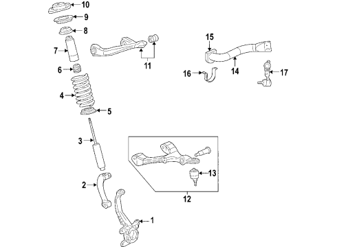 2009 Saab 9-7x Front Suspension Components, Lower Control Arm, Upper Control Arm, Stabilizer Bar Shaft Asm-Front Stabilizer Diagram for 25886219