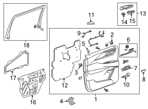 2016 Cadillac Escalade ESV Rear Door Pad Diagram for 22812955