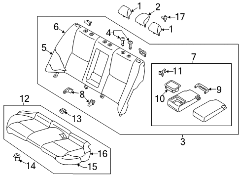 2015 Infiniti Q50 Rear Seat Components Cushion Assy-Rear Seat Diagram for 88300-4GB0C