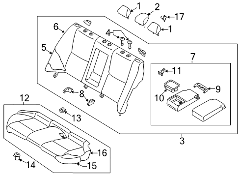 2018 Infiniti Q50 Rear Seat Components Cushion Assy-Rear Seat Diagram for 88300-4HL3A