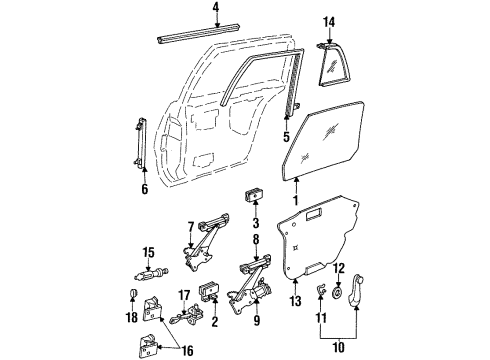 1997 Pontiac Grand Am Switches Rear Side Door Window Regulator Assembly <Use 1C5L Diagram for 16632443
