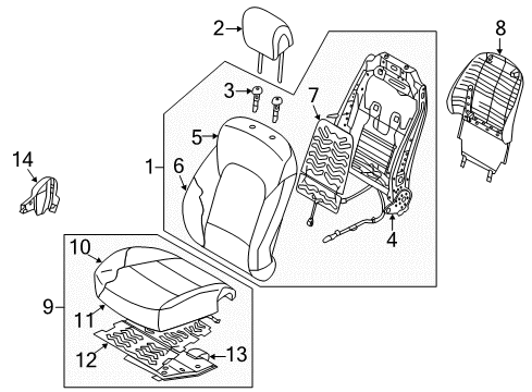 2014 Hyundai Santa Fe Sport Driver Seat Components Heater-Front Seat Back Driver Diagram for 88360-4Z010