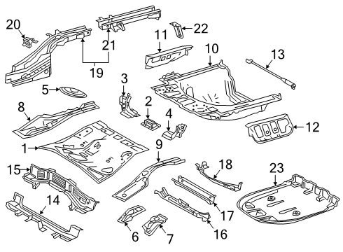 2021 Lexus ES350 Rear Floor & Rails Pan, Ctr Floor Diagram for 58211-06231