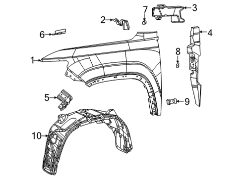 2022 Jeep Wagoneer Fender & Components SILENCER-WHEELHOUSE INNER Diagram for 68351549AF