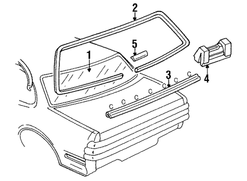 1992 Buick Century Back Glass Escutcheon-Rear Window Upper Reveal Molding *Black Diagram for 10137200