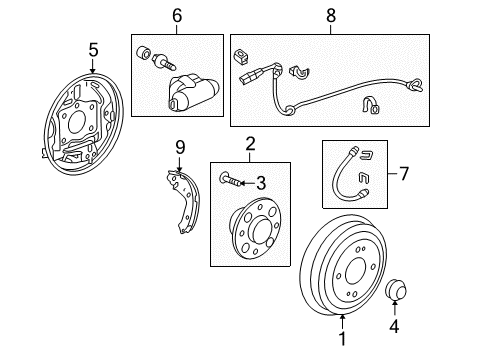 2010 Honda Insight Anti-Lock Brakes Hose Set, Rear Brake Diagram for 01466-TM8-A00