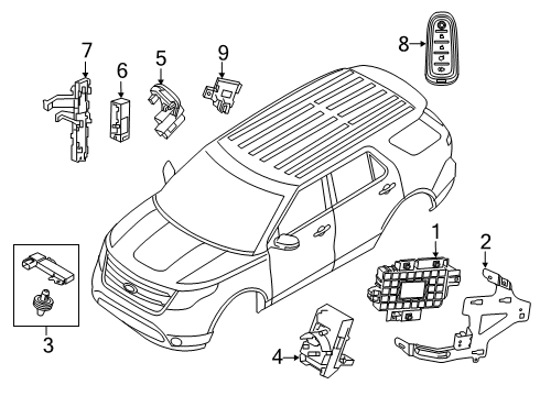 2019 Ford Police Interceptor Utility Anti-Theft Components Junction Block Bracket Diagram for GB5Z-14A254-A