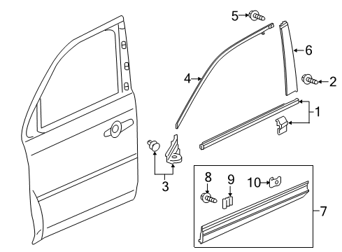 2020 Honda Pilot Exterior Trim - Front Door GARNISH ASSY., L. FR. DOOR (LOWER) Diagram for 75332-TG7-A11