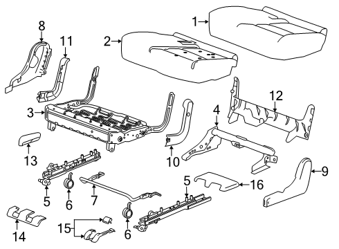 2019 Chevrolet Traverse Rear Seat Components Front End Track Cover Diagram for 84229641