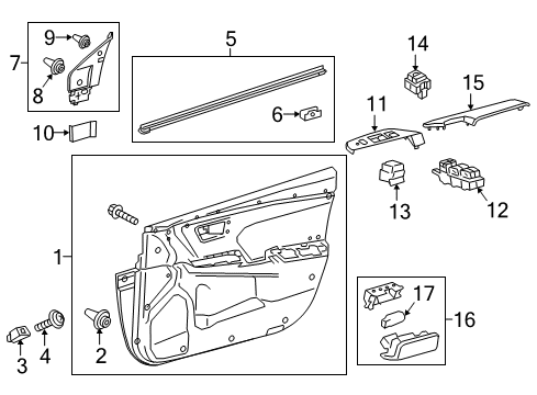 2017 Toyota Camry Front Door Belt Weatherstrip Diagram for 68172-06151