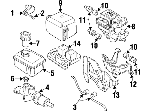 1998 Cadillac Catera Hydraulic System Power Brake Booster Assembly Diagram for 9193870