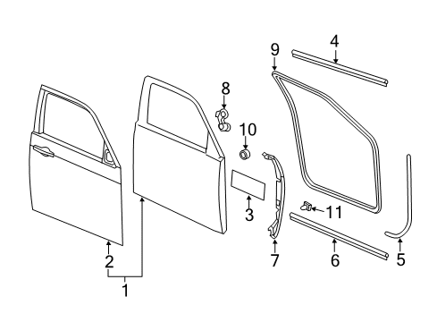 2017 Dodge Charger Front Door WEATHERSTRIP-Front Door Belt Diagram for 57010348AC