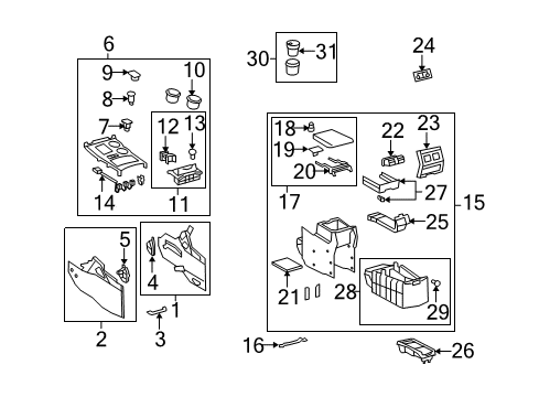 2008 Toyota Highlander Auxiliary Heater & A/C Compartment Retainer Diagram for 55618-0E090