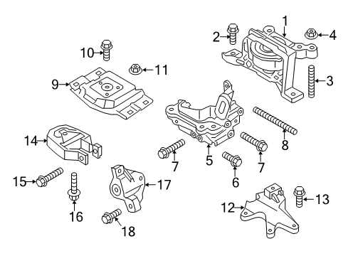 2018 Ford Escape Engine & Trans Mounting Mount Plate Diagram for AV6Z-6068-H