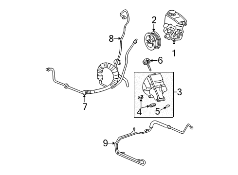 2004 Pontiac Aztek P/S Pump & Hoses, Steering Gear & Linkage Hose Asm-P/S Fluid Cooling Diagram for 15777624