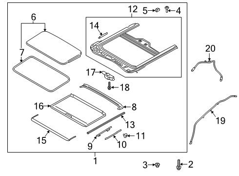 2020 Kia Forte Sunroof Rail Assembly-SUNROOF Dr Diagram for 81616M6000