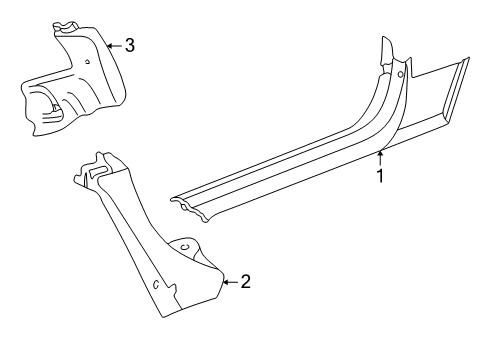 1999 Chevrolet Corvette Interior Trim - Pillars, Rocker & Floor Panel Asm-Body Lock Pillar Upper Trim <Use 1C4M*Black Diagram for 10418409