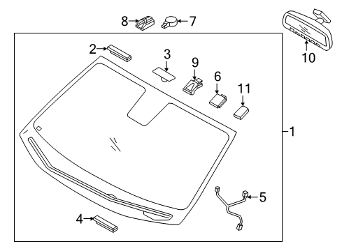 2016 Hyundai Genesis Wiper & Washer Components Windshield Glass Assembly Diagram for 86111-B1000